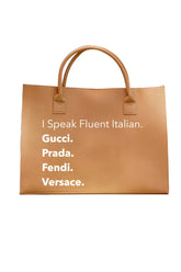 Brown "I Speak" Tote Purse